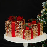 3-Pcs Christmas Gift Box Decoration Set With Lights