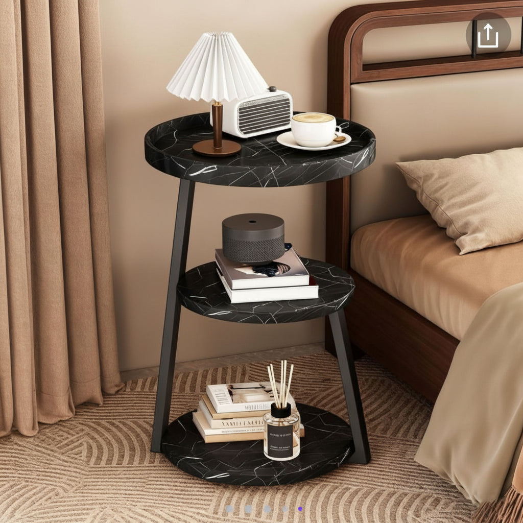 Round Side Table with Metal Frame