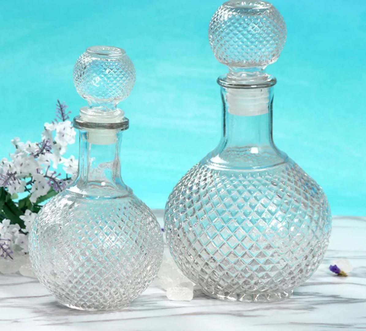 1L Thick Glass Whisky Bottle With Airtight Tot Cork