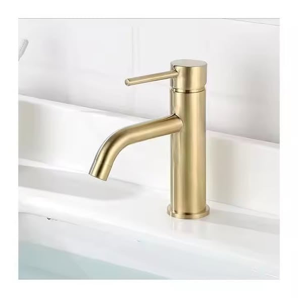 Modern single-handle stainless steel basin mixer faucet with hot and cold water control