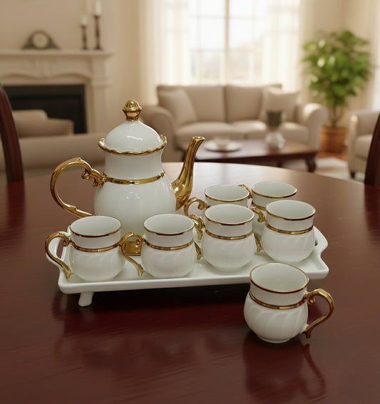 8-in-1 Nordic tea set with 1.3L kettle and 320ml cups, modern design, 8-piece set.