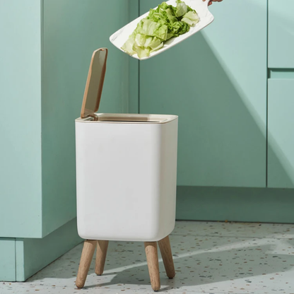 10L Large-Capacity Plastic Trash Can with Press Lid