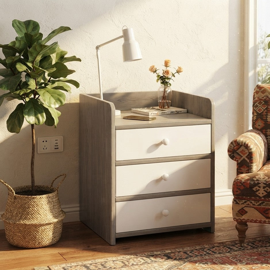Nordic Nightstand with Storage Drawers