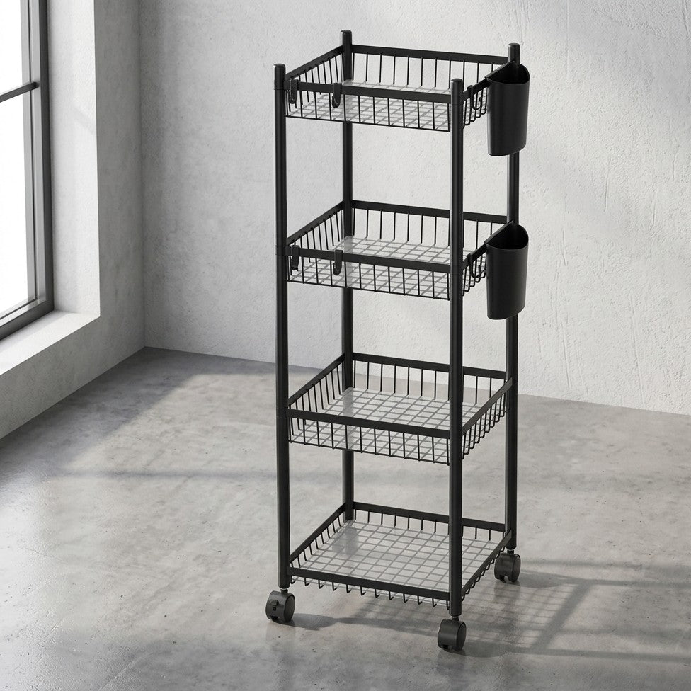 4 Tier Multifunctional Storage Rack Rolling Organizer Trolley