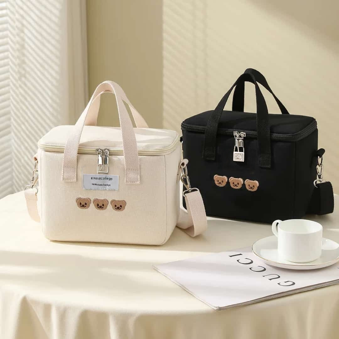 Canvas crossbody lunch bag with designer handbag style