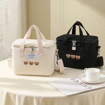 Canvas crossbody lunch bag with designer handbag style