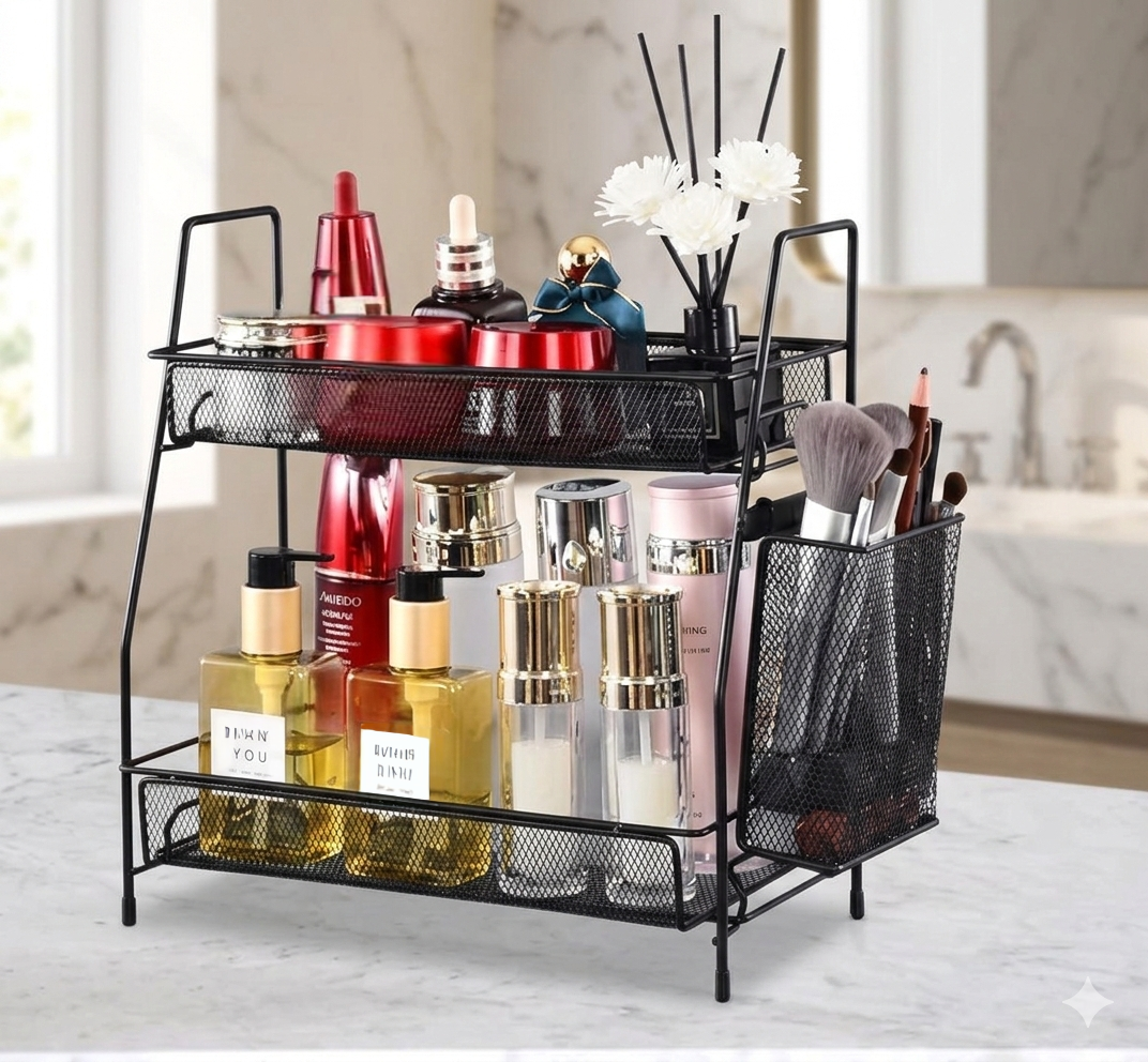 Multi purpose countertop organizer for bathroom and kitchen
