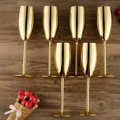 A pair of Gold Stainless steel wine Glass 270ml