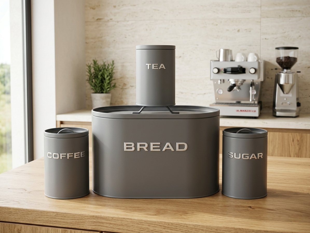 Bread Storage Bin With 3 Piece Canister Set