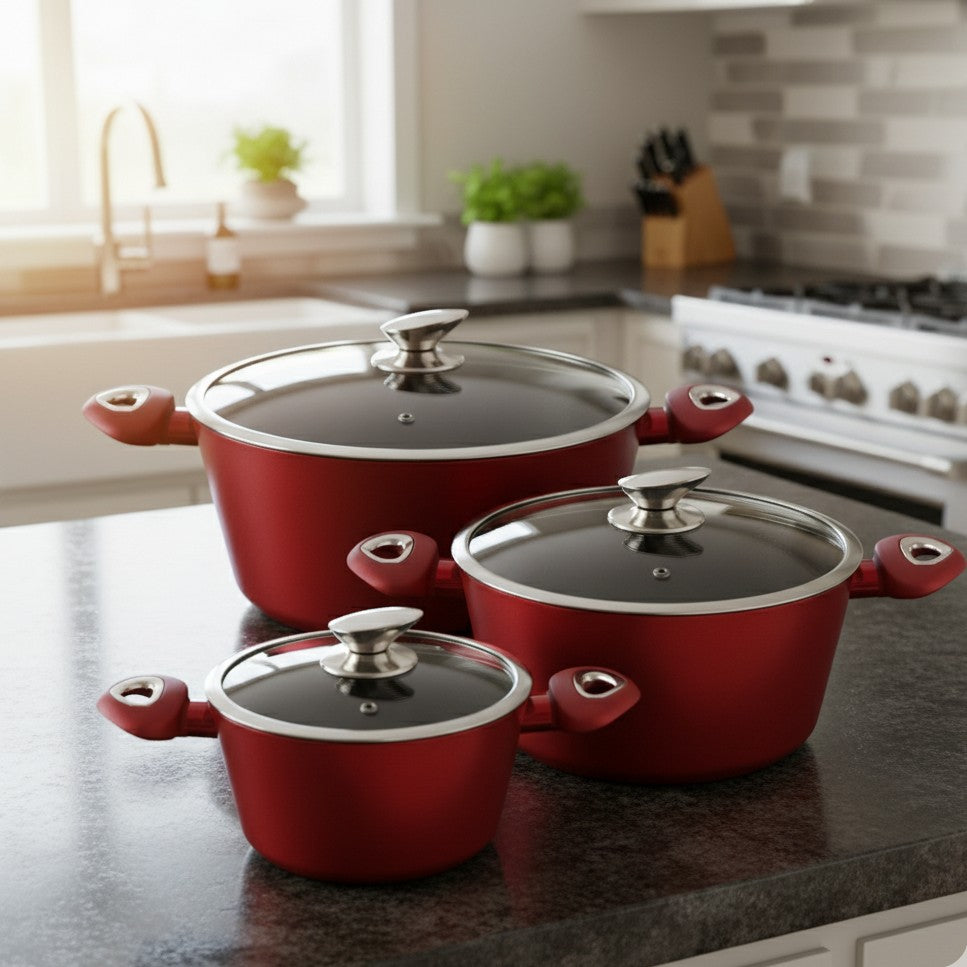 3pcs Non-Stick Casserole Cookware Set
