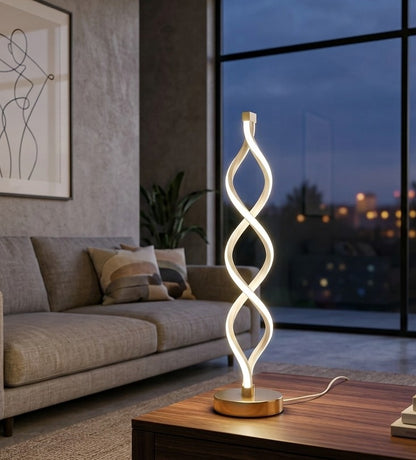 Modern spiral table lamp with decorative design for bedroom or living room lighting