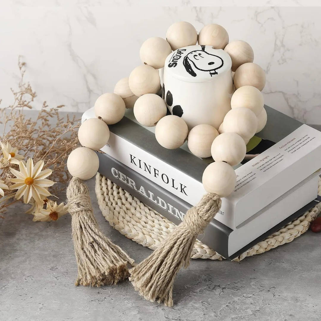 Wooden Beads Garland With Tassels
