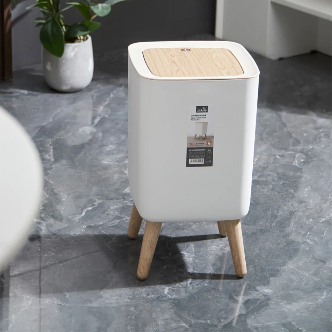 10L Large-Capacity Plastic Trash Can with Press Lid