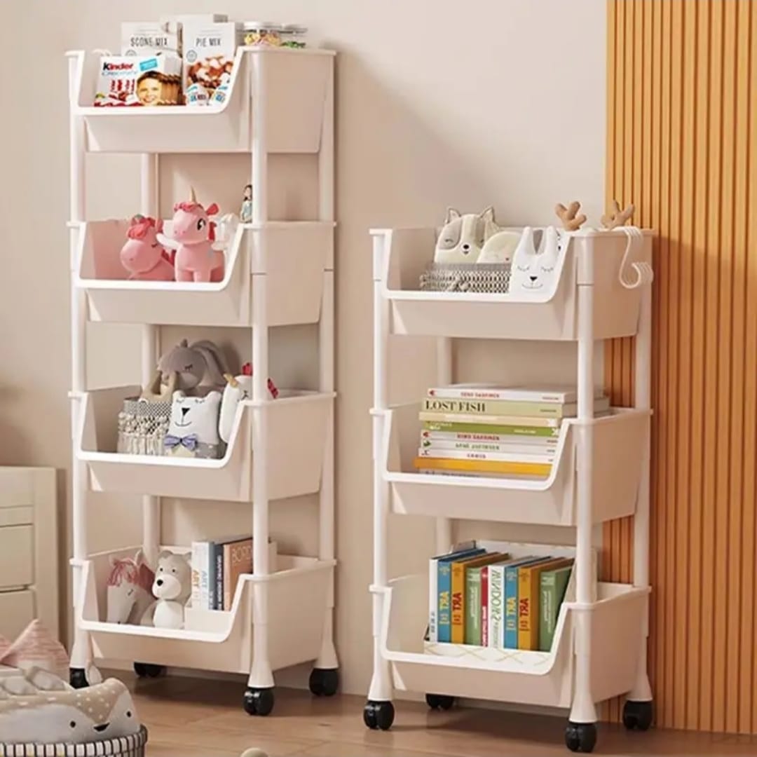 4-Layer Trolley Bookshelf & Storage Rack