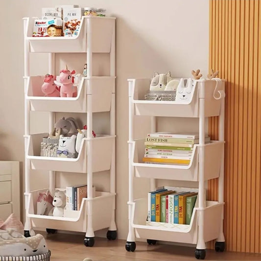 4-Layer Trolley Bookshelf & Storage Rack