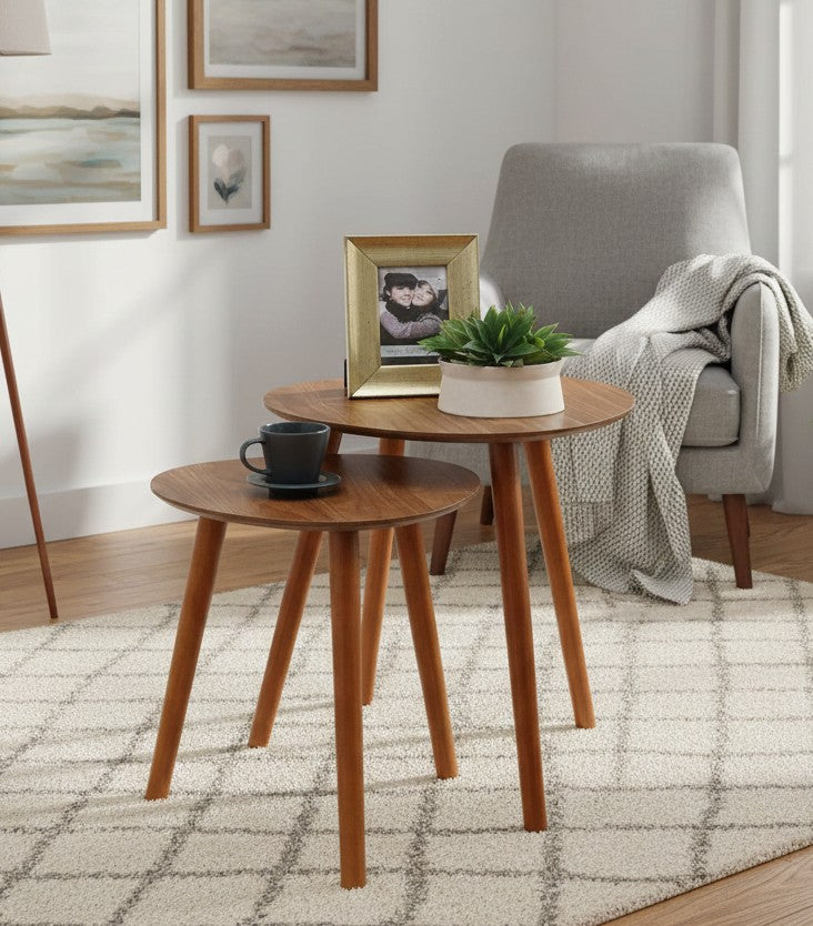 2Pc Solid Wood Coffee Table Set