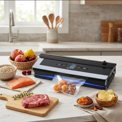 Compact household vacuum sealer machine for airtight food storage, meal prep, and freshness preservation