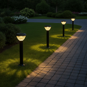 Black Solar-Powered Garden Lamp LED Bollard Light