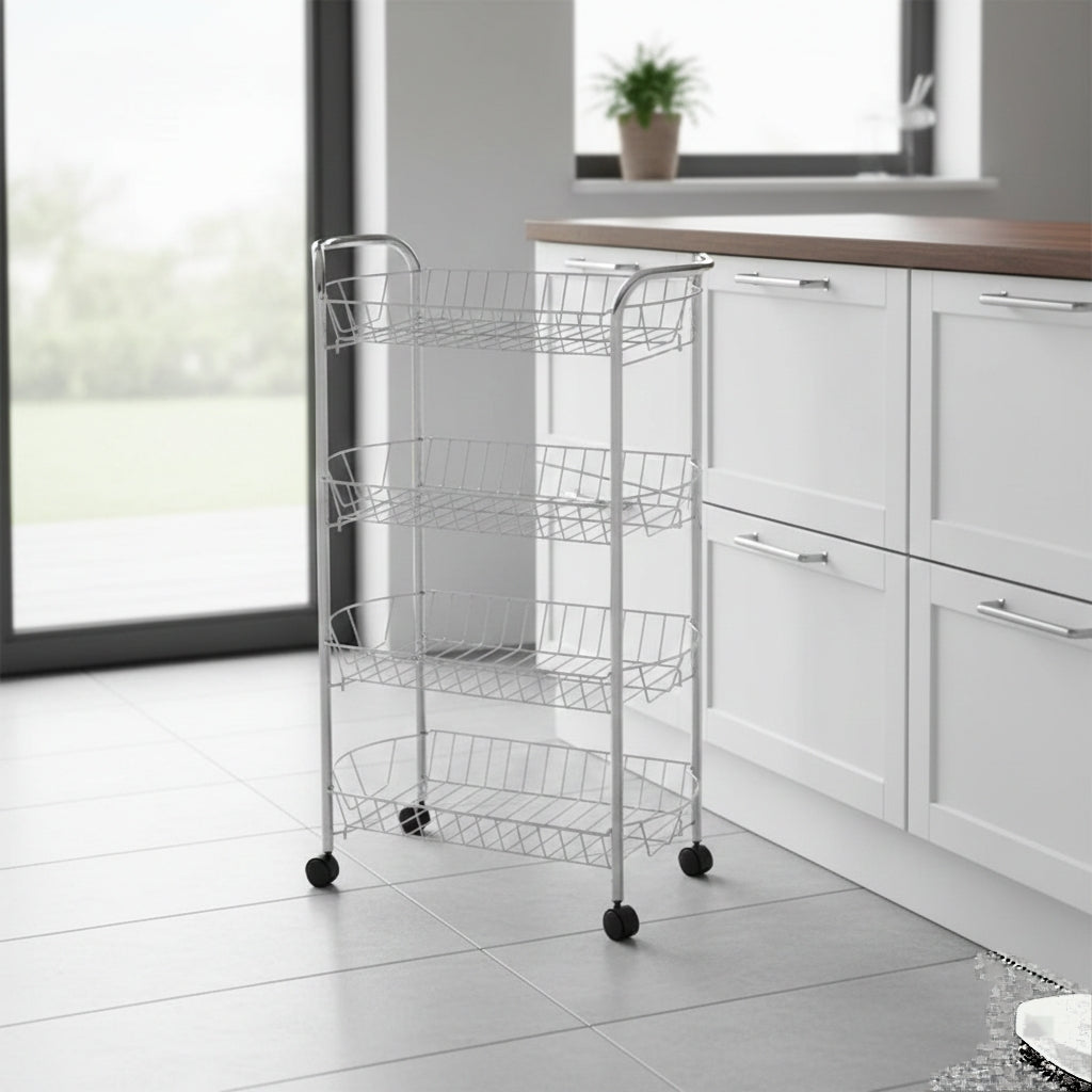 4-Tier Rectangle Stainless Steel Trolley