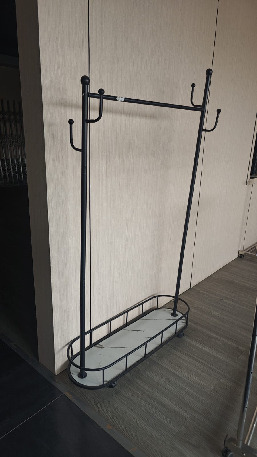 Clothes Rack With Marble Basket And Wheels