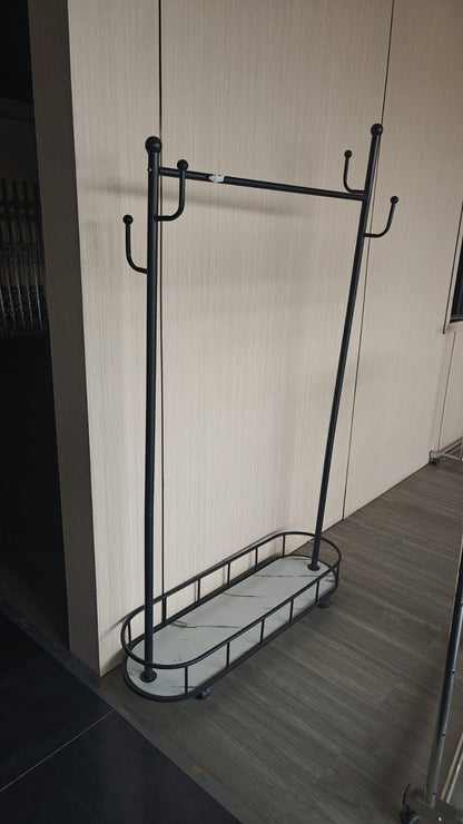 Clothes Rack With Marble Basket And Wheels