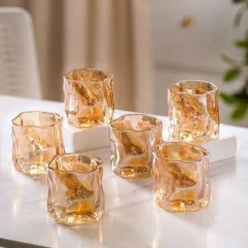 6Pcs Irregular Shape Whiskey Glass