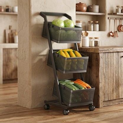 3 Compartment Kitchen Vegetable Cart