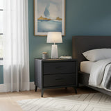 Modern Wooden Nightstand With 2 Drawers