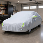 Universal Grey Car Cover with Fleece Lining and Side Reflectors