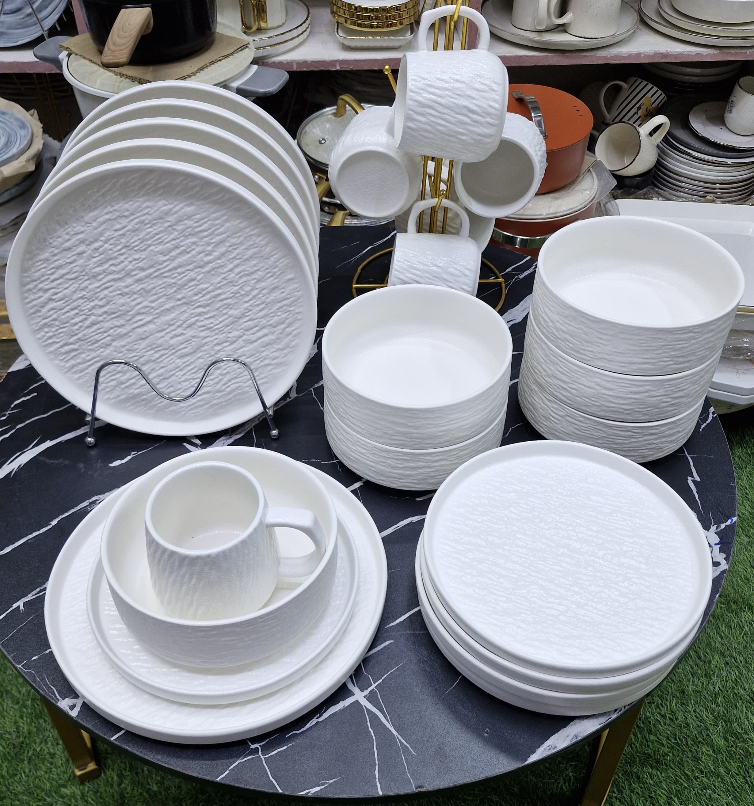 24 Piece Rock Glazed Ceramic Dinner Set