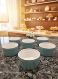 Dessert Blue Ceramic Bowl 6pcs Set