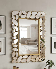 Large 80 × 60 cm luxury decorative wall mirror with a gold finish for elegant home décor.