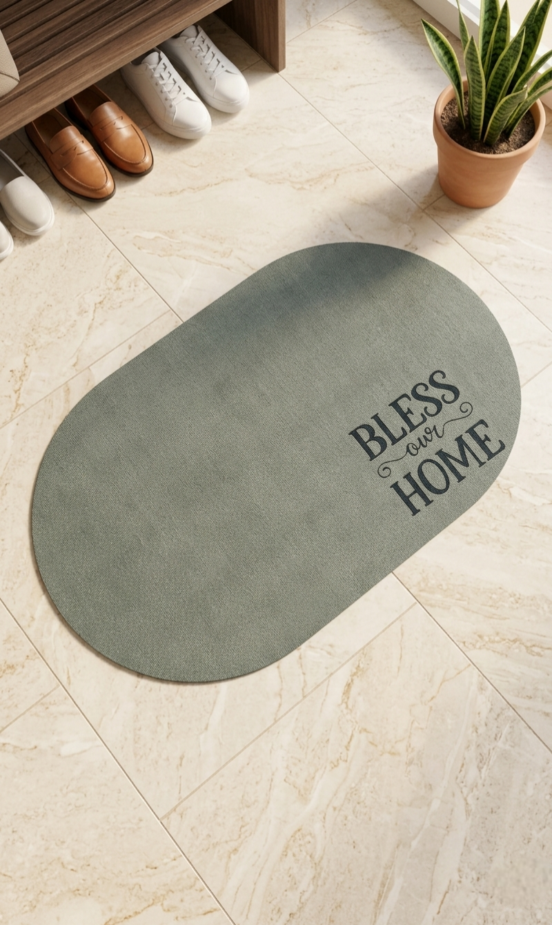 Oval super absorbent bathroom mat with slip resistant rubber backing size 48x78 cm for bathroom safety