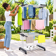 3 Layer Portable Movable Clothes Drying Rack