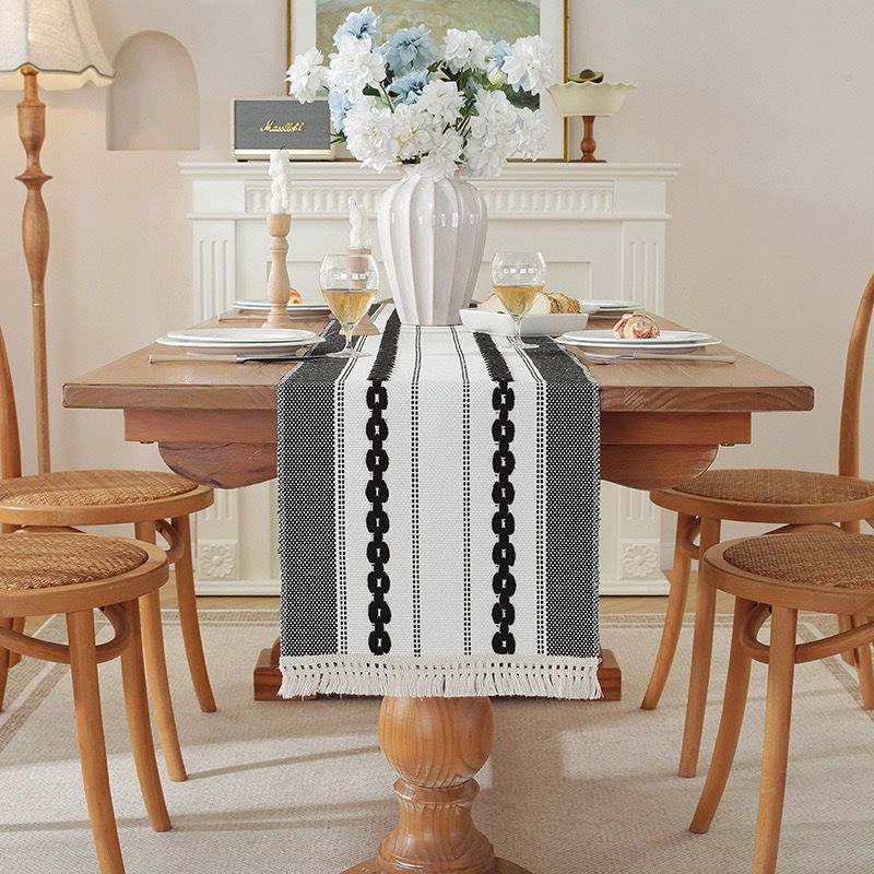 Tassel Cotton Linen Table Runner