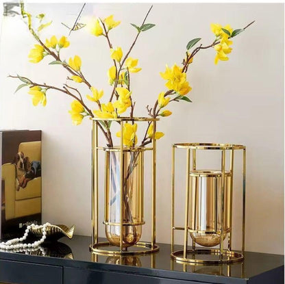 Circular Line Gold Glass Vase