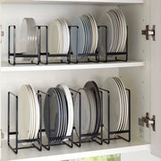Heavy duty metal dish rack with vertical space saving design, kitchen organizer for plates and utensils. 