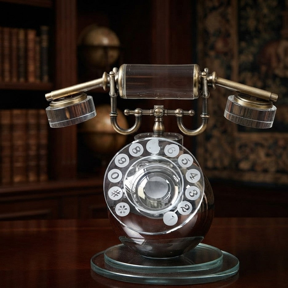 Retro Crystal Desktop Telephone Ornament