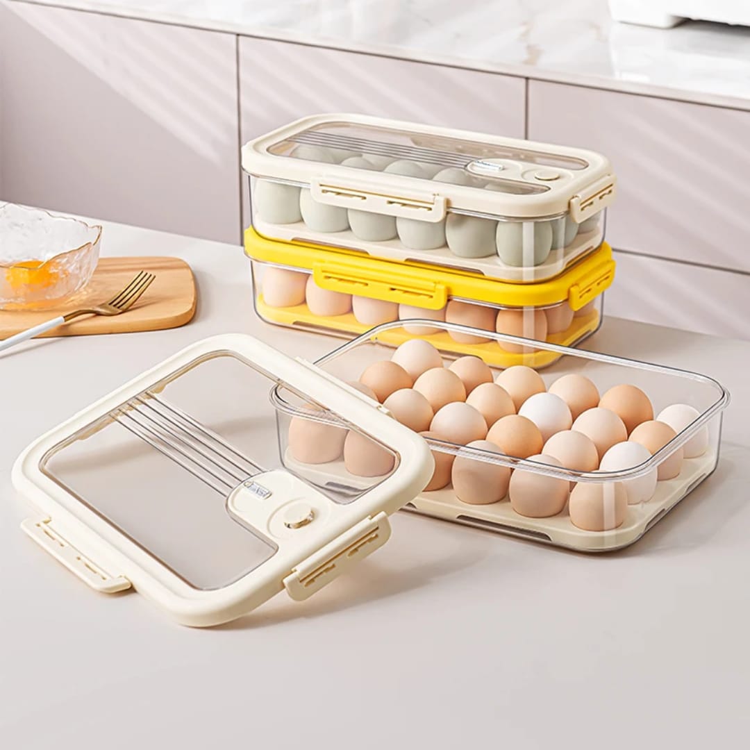 24pcs Egg Storage Box Refrigerator Fresh Keeping Organizer