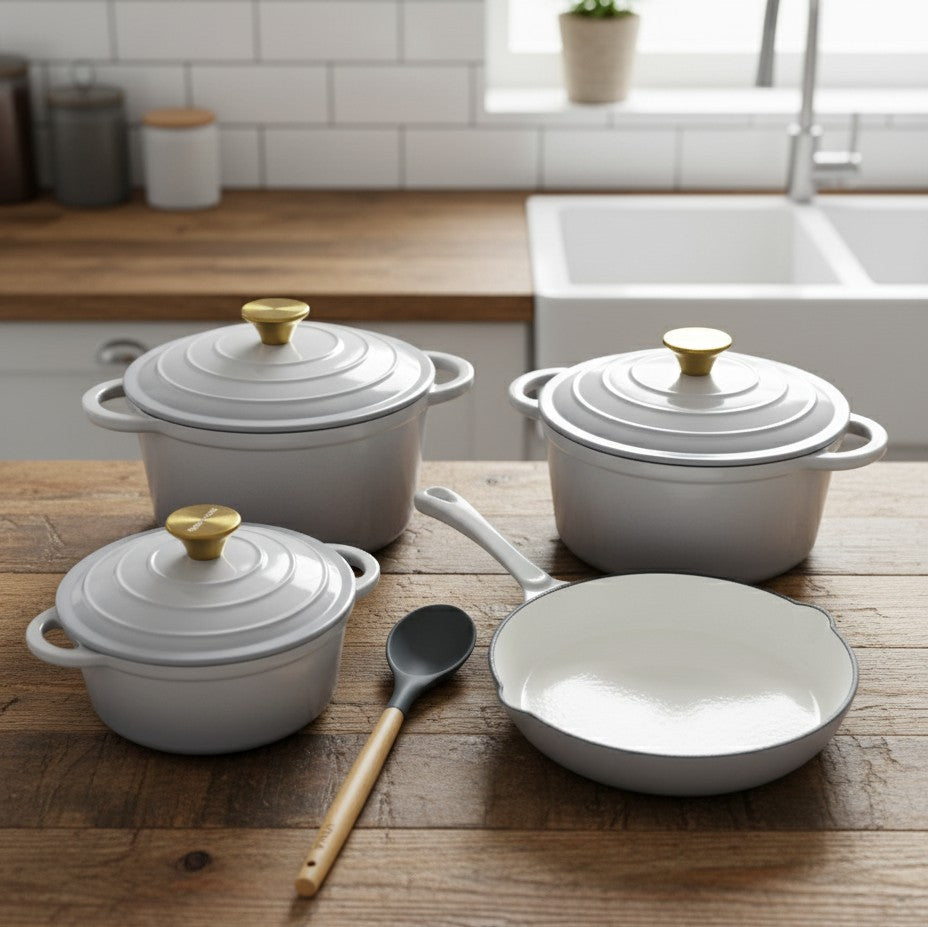 7pcs Enamel Cast Iron Cooking Pots Set