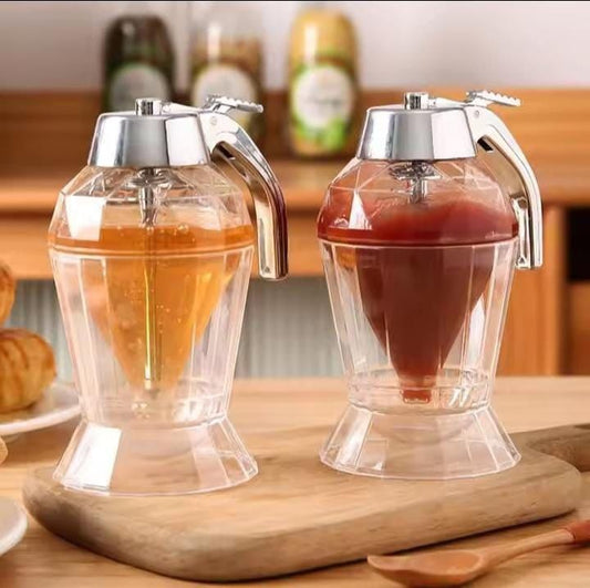 Diamond shaped acrylic honey dispenser with 200ml capacity for stylish syrup and honey serving