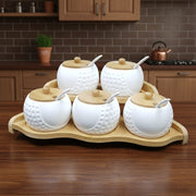 Five-piece ceramic sugar dish set for table serving