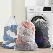 3pcs mesh laundry basket set 60x90cm with drawstring closure, large capacity clothes storage bags. 
