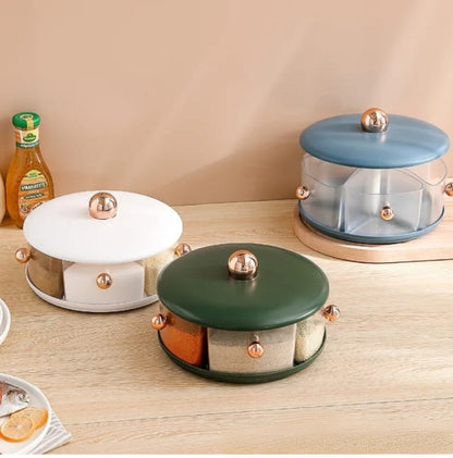 Round Multigrid Rotatable Seasoning Box Jar.