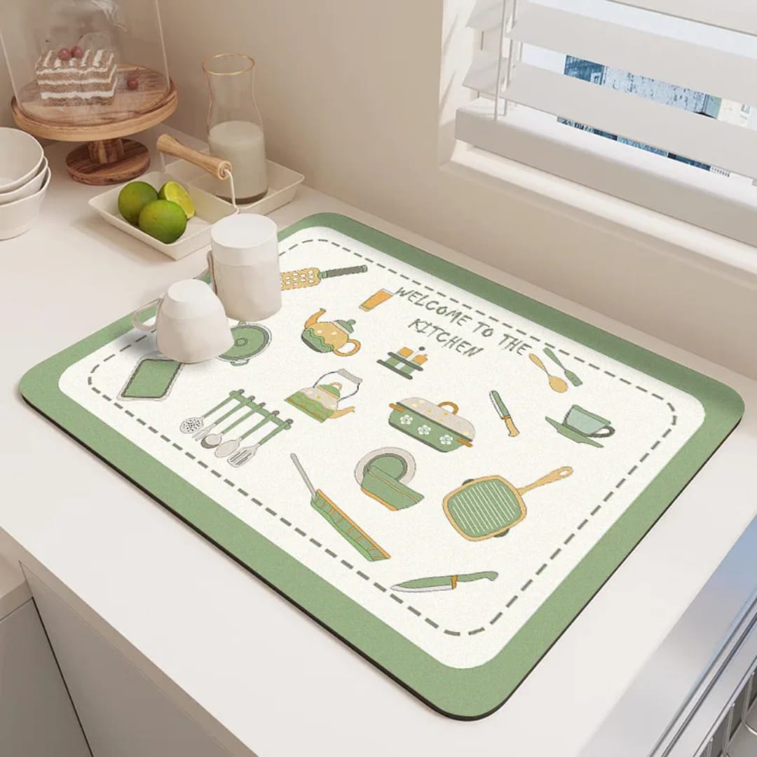 3D Printed dish drain mat super absorbent for drying dishes on kitchen countertop
