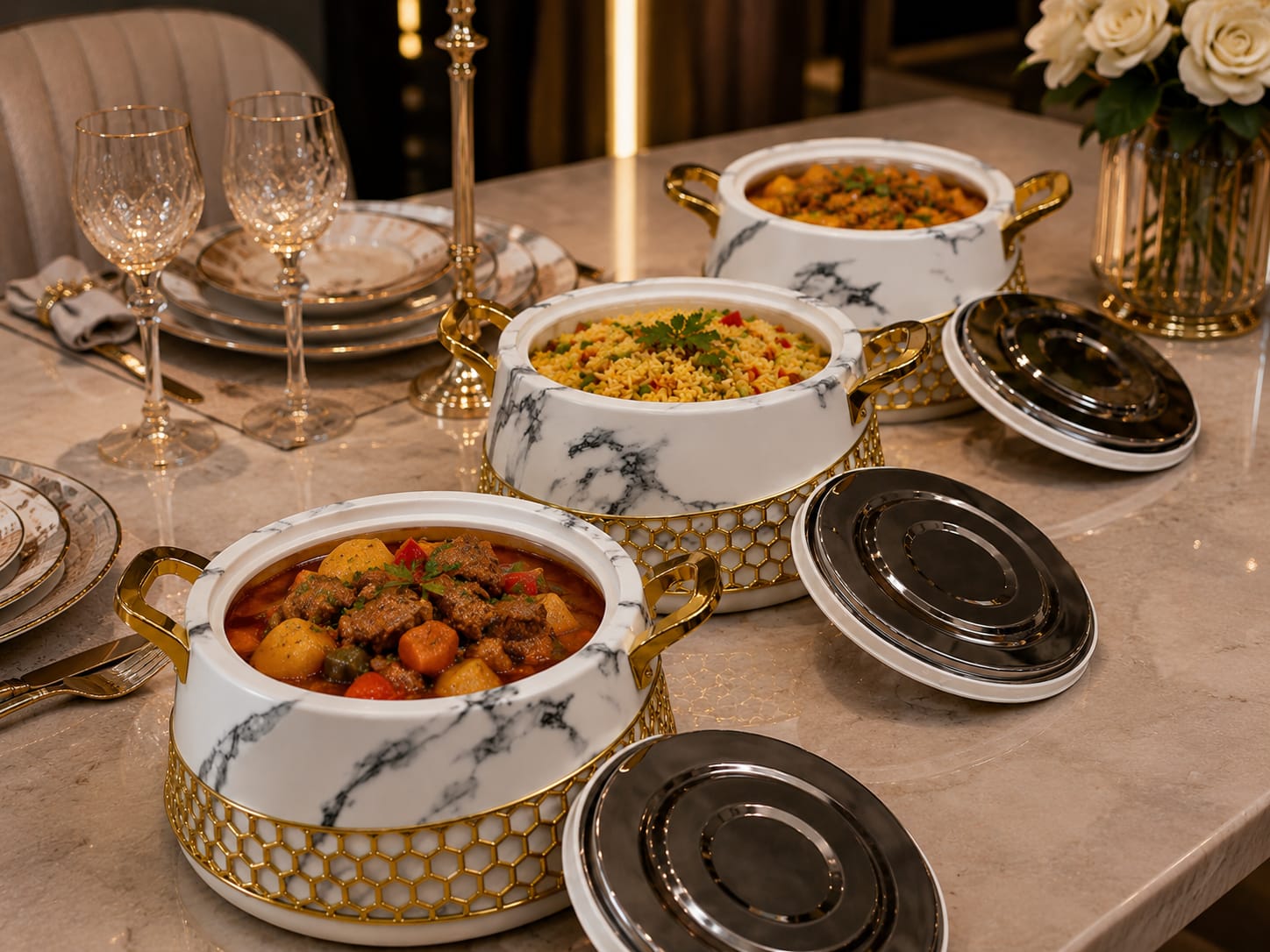 Gold 3 Piece Hot Pot Set