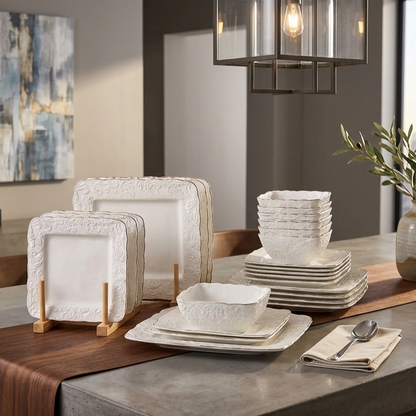 24 Piece dinner set with plates, bowls, and saucers for elegant dining