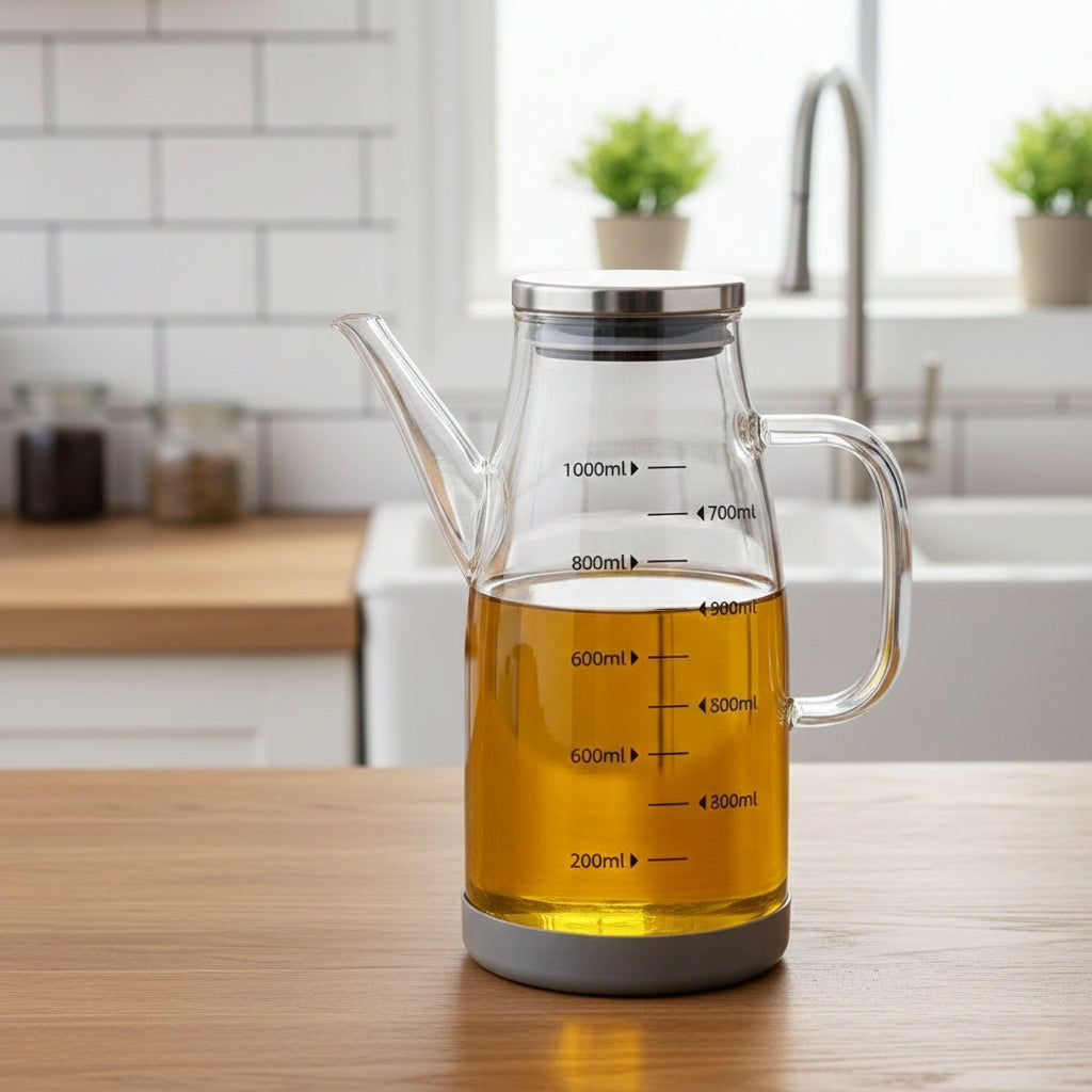 Borosilicate Glass Oil Bottle with Silicone Base