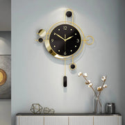 Gold modern luxury wall clock with digital display, 55cm by 40cm.