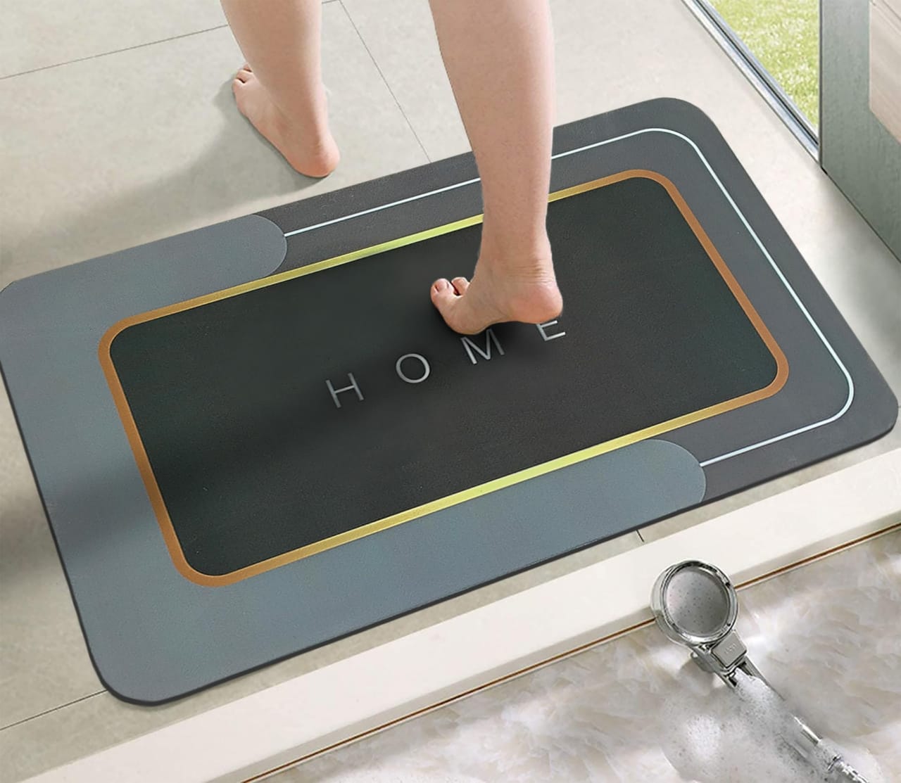 Anti-slip diatomaceous floor mat, water-absorbent and quick-dry, size 48 × 78 cm.